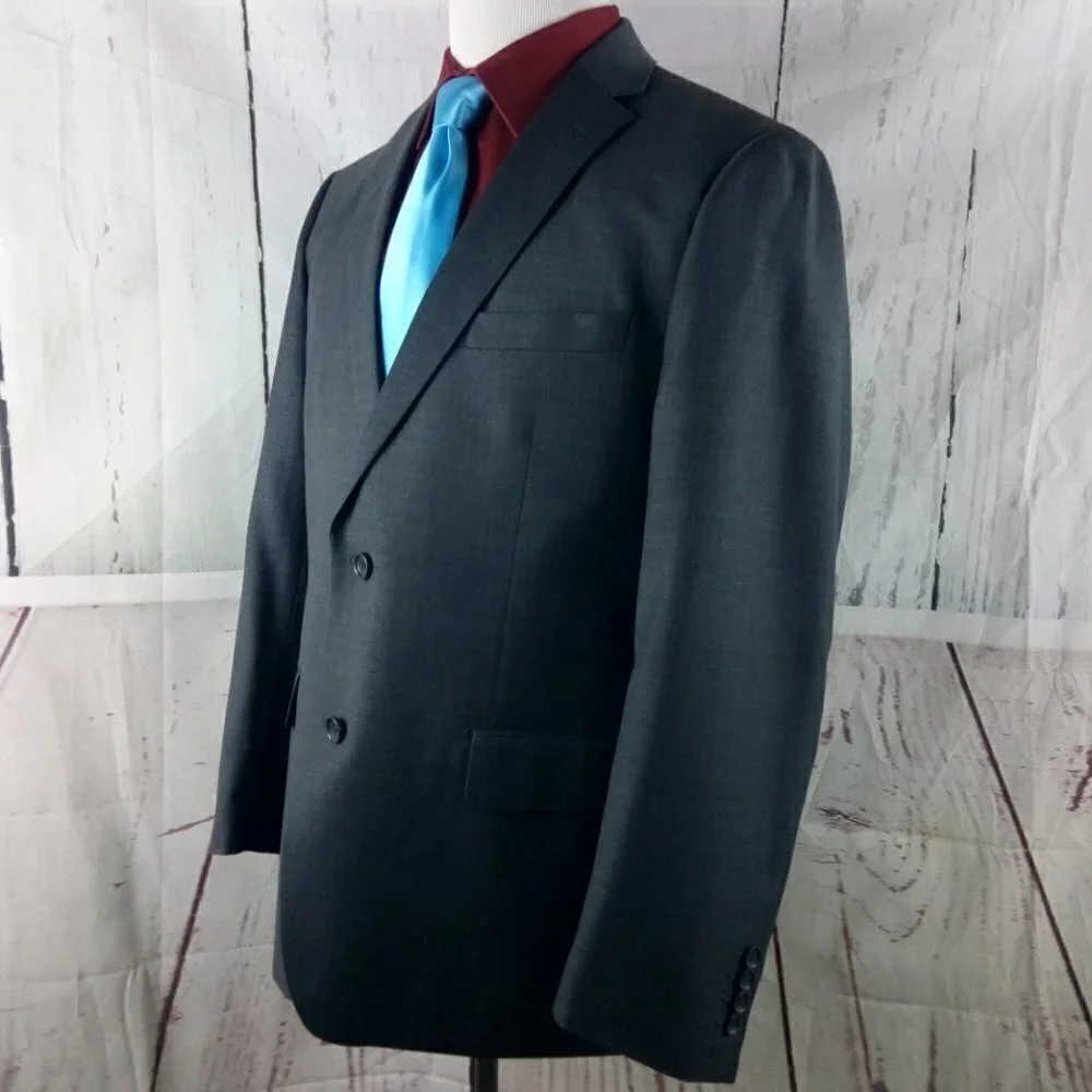 Mantoni Super Fine 44R Wool 2 Button Gray Suit Blazer Jacket